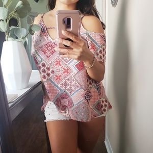 Cold shoulder boho gypsy top